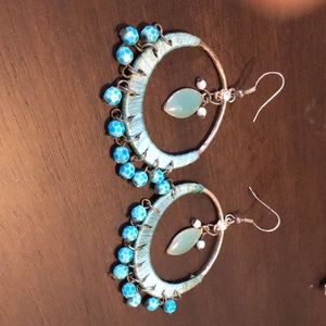 Large round turquoise color earrings